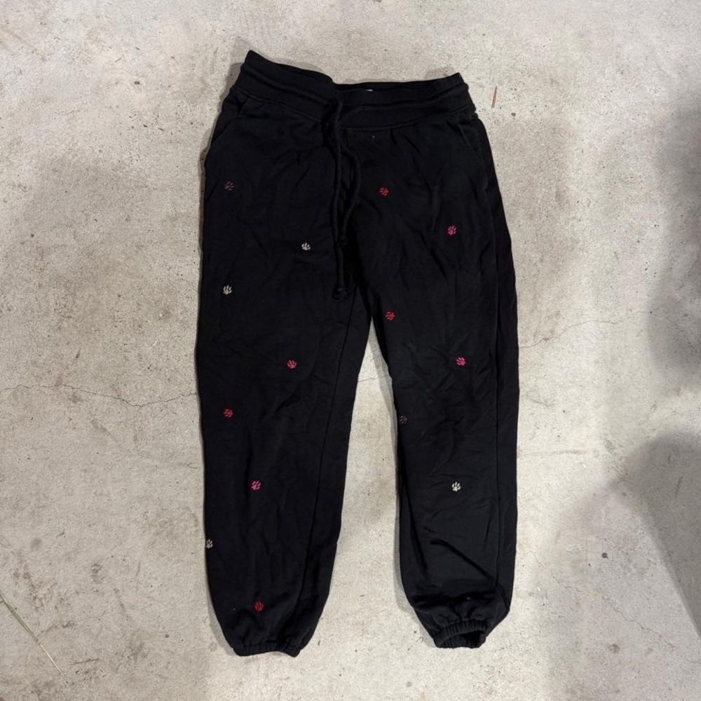 Lou & Grey Joggers Women Small Black Paw Print Lounge Sweatpants